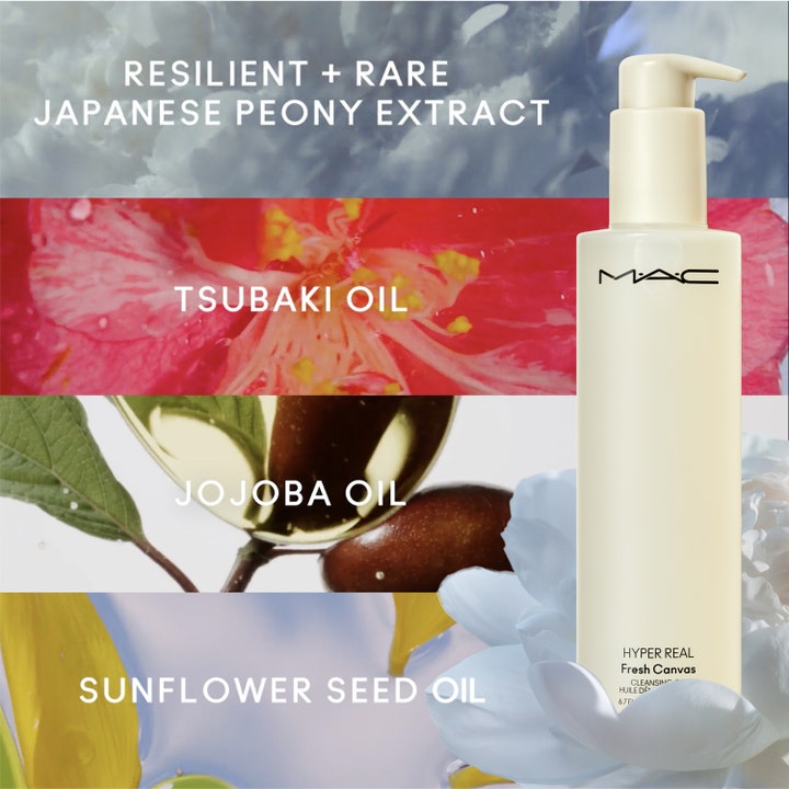 MAC Hyper Real ansiktsrengöring 125 ml i beige pumpflaska med japansk pion och oljor för djuprengöring ansikte MAC.