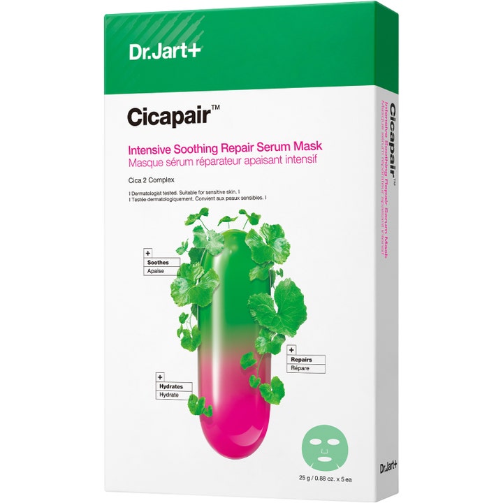 Dr.Jart+ Cicapair Intensive Soothing Repair Serum Mask 25g lugnande serum mask i vit box med grönrosa kapsel