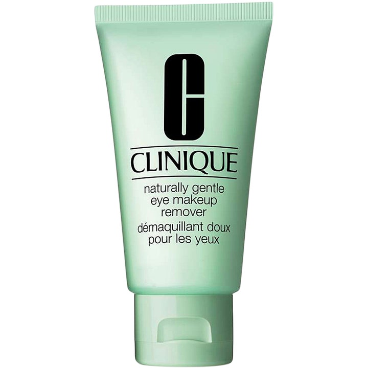 Clinique Naturally Gentle Eye Makeup Remover skonsam rengöring för ögonen i en mintgrön tub med svart logotyp