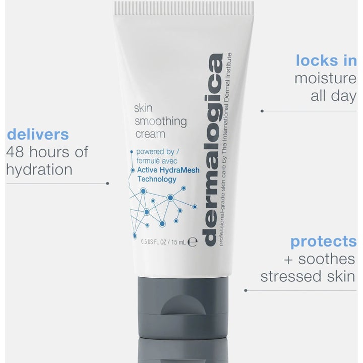 Dermalogica Skin Smoothing Cream Duo 15 ml återfuktande ansiktskräm ger 48 timmars fukt i vit tub med grått lock
