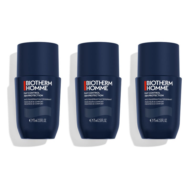 Biotherm Homme Day Control 48H Protection 3x75 ml roll-on deostick för fräschör i tre mörkblå plastflaskor