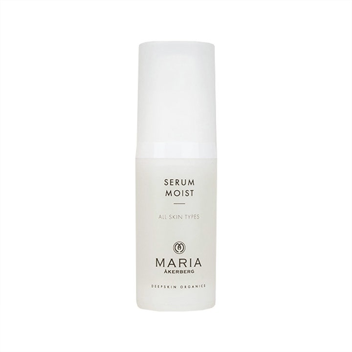 Maria Åkerberg Serum Moist 30 ml fuktgivande serum i vit frostad pumpflaska för svensk ekologisk hudvård.