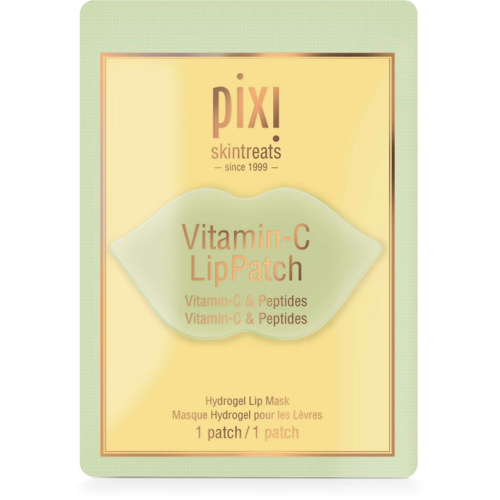 Pixi Vitamin-C Lip Patch 1 st anti-aging läppmask med fuktgivande peptider i en ljusgrön och guldig förpackning