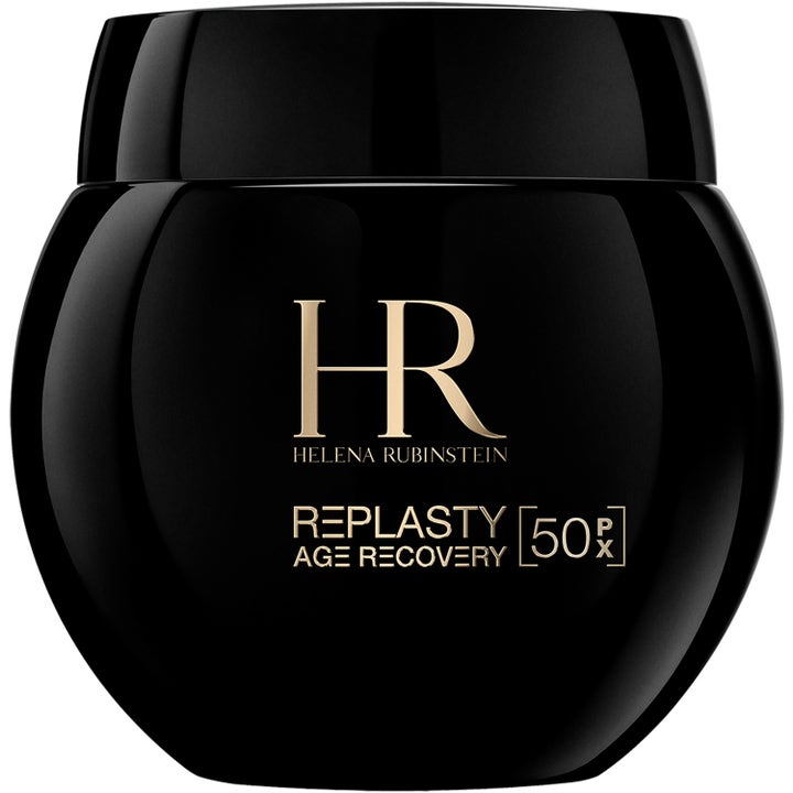 Helena Rubinstein RePLASTY Age Recovery 50 ml reparerande nattkräm i en lyxig svart rundad glasburk med guldtext.