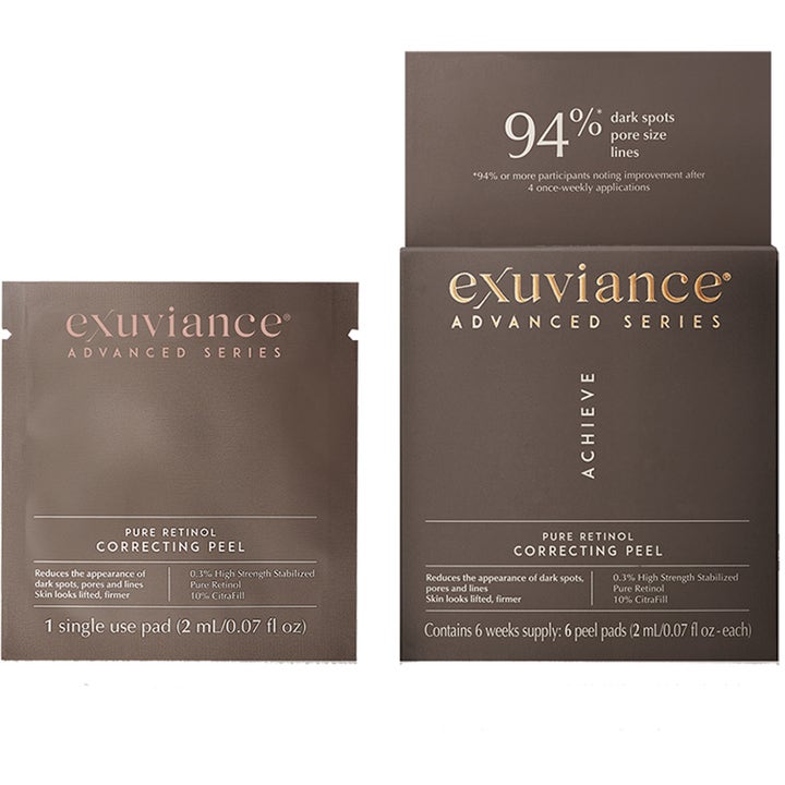 Exuviance Pure Retinol Correcting Peel 6 st retinolpeeling i brun ask märkt 94% som minskar synliga porer.