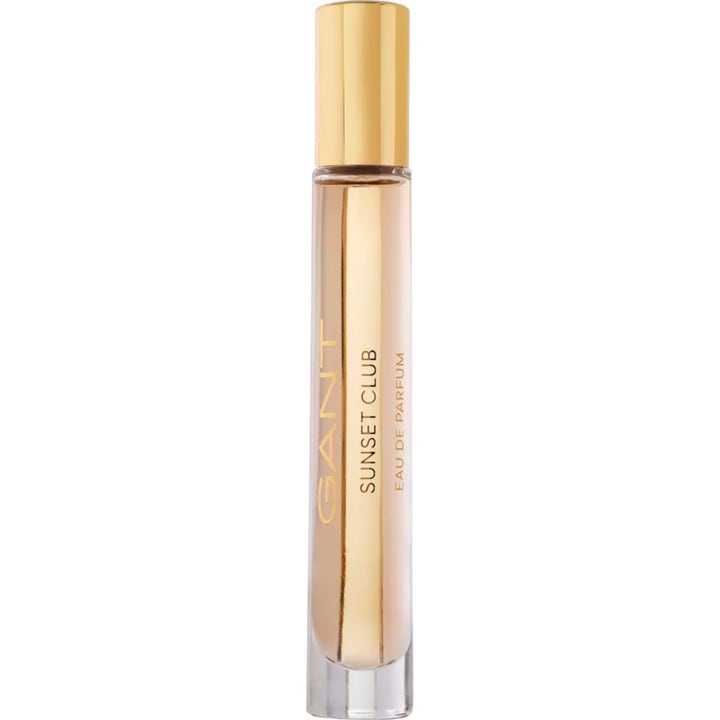 GANT Sunset Club travel spray 9,5 ml eau de parfum i smal glasflaska med guldfärgad kork och ljus vätska