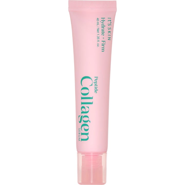 It'S SKIN Collagen Peptide Serum 40 ml är ett anti-age peptidserum i en ljusrosa tub med gröna detaljer.