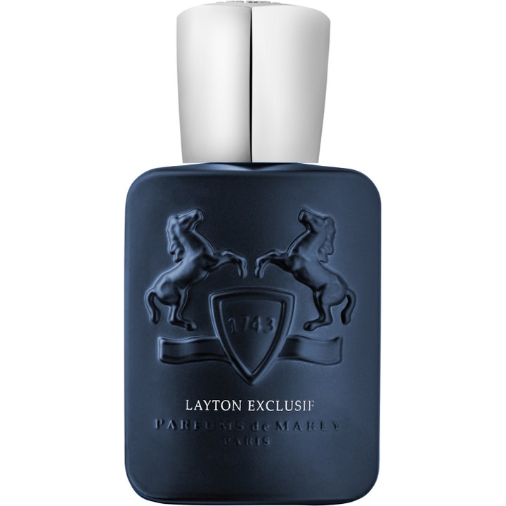 Parfums de Marly Layton Exclusif 75 ml niche parfym i mörkblå flaska med silverfärgad kork och präglat emblem