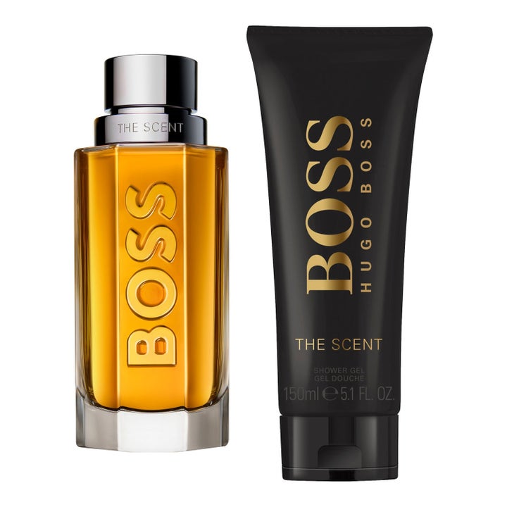 Hugo Boss Boss The Scent 100ml och 150ml gåvoset herr boss the scent med bärnstensfärgad vätska och svart tub