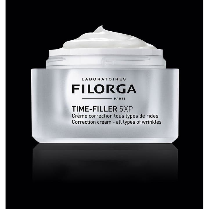 FILORGA Time-Filler 5XP Cream 50 ml ansiktskräm för alla typer av rynkor i öppen silverburk med fyllig vit formula