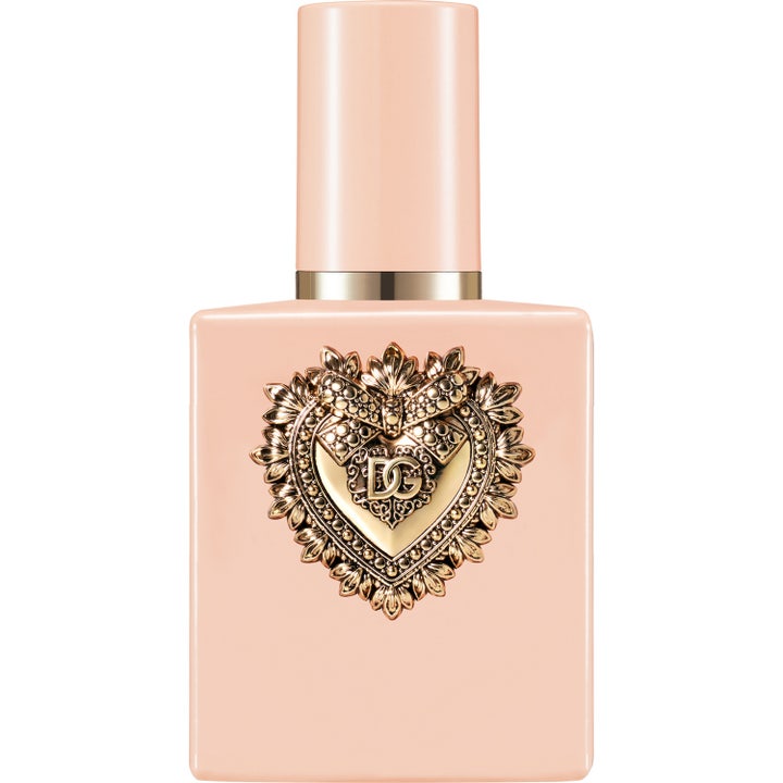 Dolce & Gabbana My Devotion Intense Eau de Parfum 50 ml parfym i puderrosa flaska med ett detaljrikt hjärta i guld