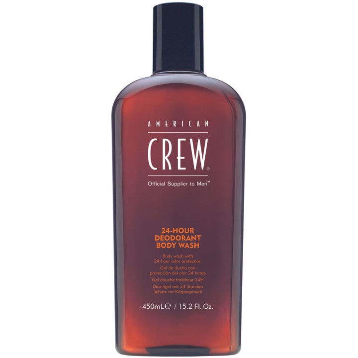 American Crew 24-Hour Deodorant Body Wash 450ml är en american crew 24-hour body wash herr i bärnstensfärgad flaska.