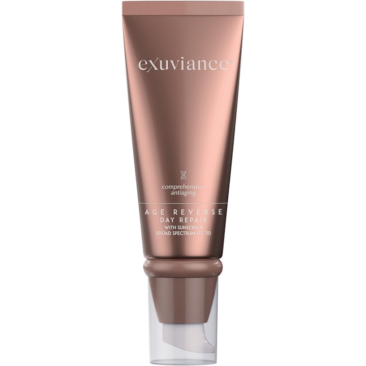 Exuviance Age Reverse Day Repair 50 g dagkräm med bredspektrum solskydd ger antiaging DNA skydd i bronsfärgad tub