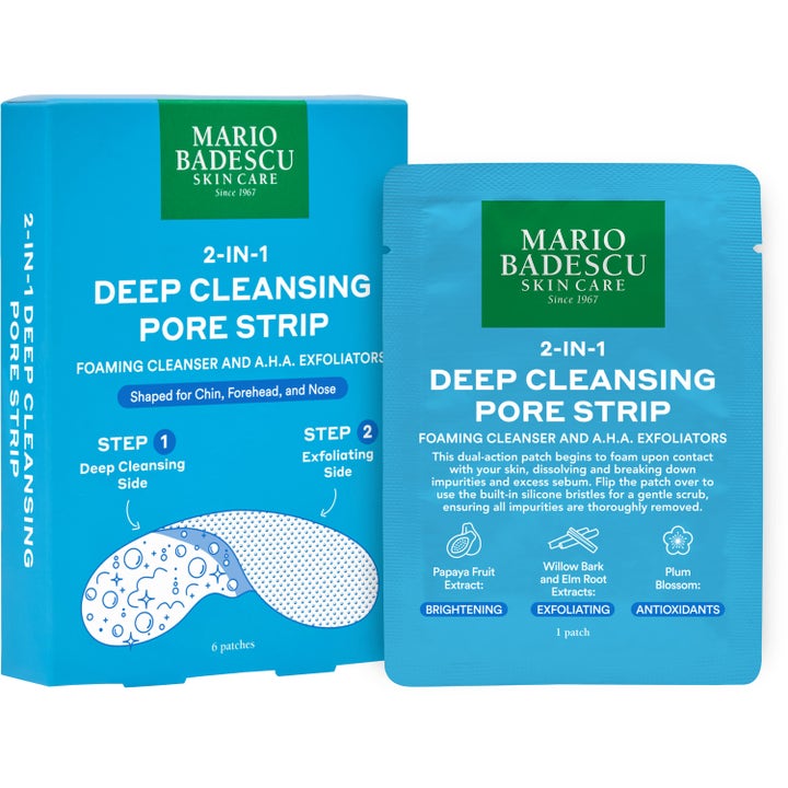 Mario Badescu 2-In-1 Deep Cleansing Pore Strip 6 st djuprengörande porplåster med AHA i blå ask och sachet