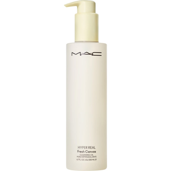 MAC Hyper Real Fresh Canvas Cleansing Oil 200 ml djuprengörande ansiktsolja i frostad flaska med ljusgul pump