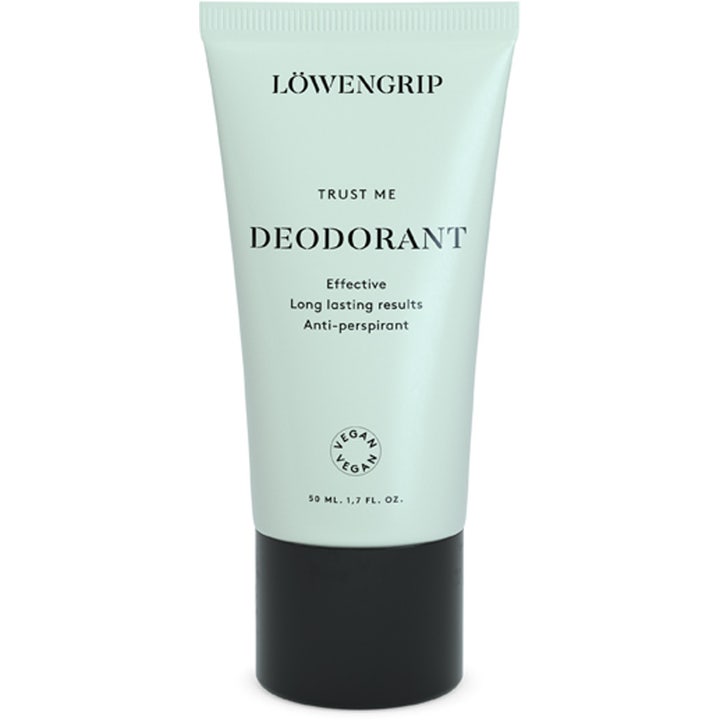 Löwengrip Trust Me Deodorant 50 ml cruelty free vegansk deodorant i mintgrön tub med svart lock som ger ett effektivt skydd.