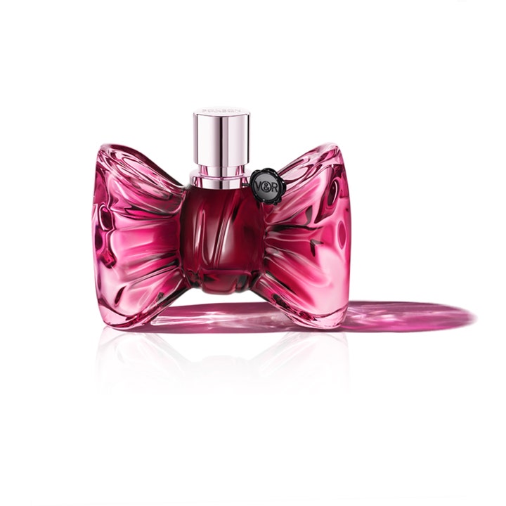 Viktor & Rolf Bonbon Eau de Parfum 50 ml gourmand parfym i mörkrosa glasflaska formad som en rosett med silverlock
