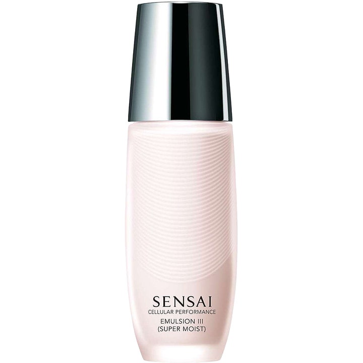 Sensai Cellular Performance Emulsion III 100 ml lyxemulsion ger intensiv fukt i en ljust rosa flaska med silverkork