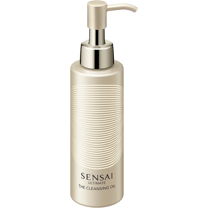 Sensai Ultimate The Cleansing Oil 150ml rengöringsolja ansikte i champagnefärgad pumpflaska med vågmönster