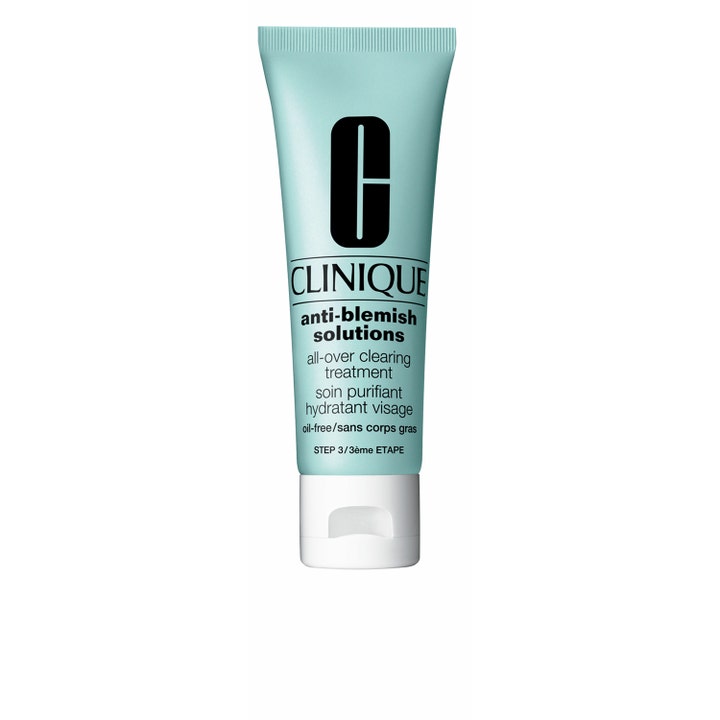 Clinique Anti-Blemish Solutions All-Over Clearing Treatment 50ml renande ansiktskräm i en ljusblå tub med vitt lock