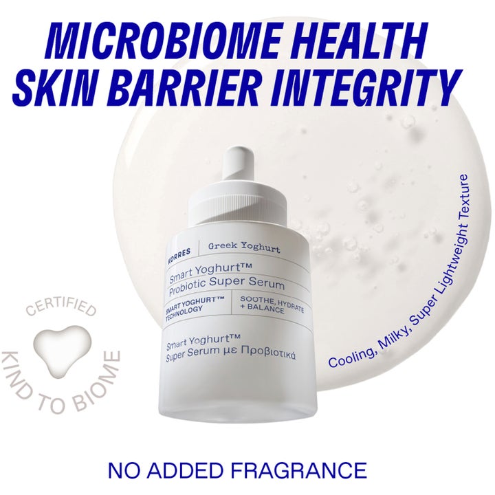 KORRES Smart Yoghurt Probiotic Super Serum 30 ml lugnande ansiktsserum med mjölkig textur som stärker hudbarriären.