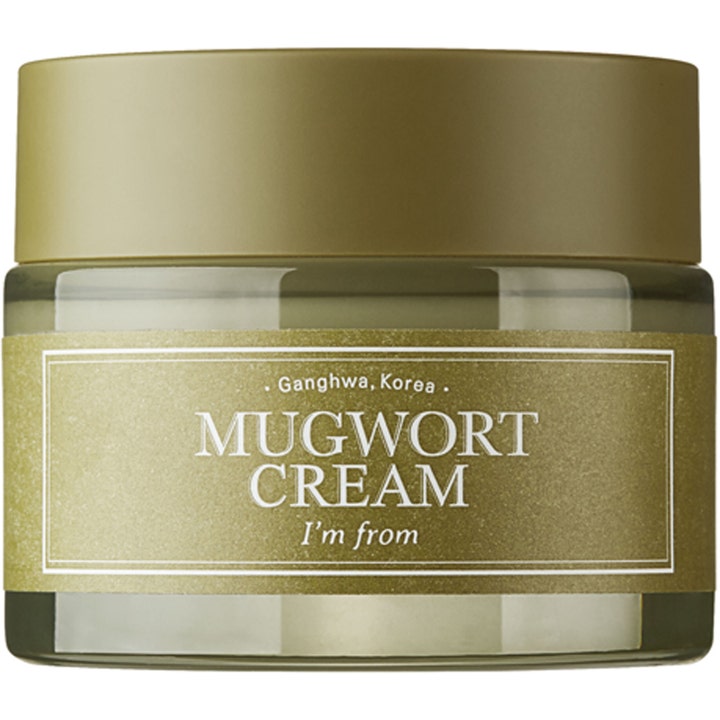 I'm From Mugwort Cream 50 ml lugnande ansiktskräm i en olivgrön glasburk med matchande matt lock.