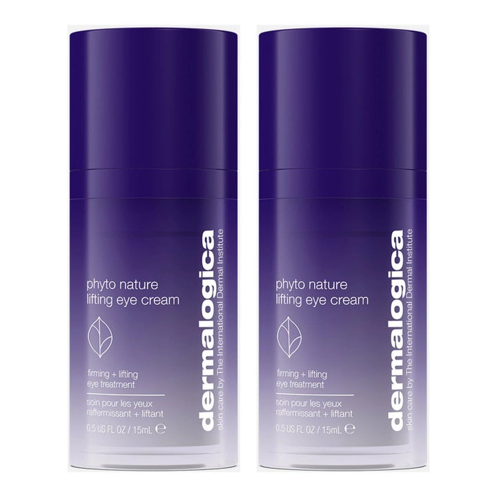 Dermalogica Phyto Nature Lifting Eye Cream 15 ml uppstramande ögonkräm i två lila pumpflaskor med vit text.