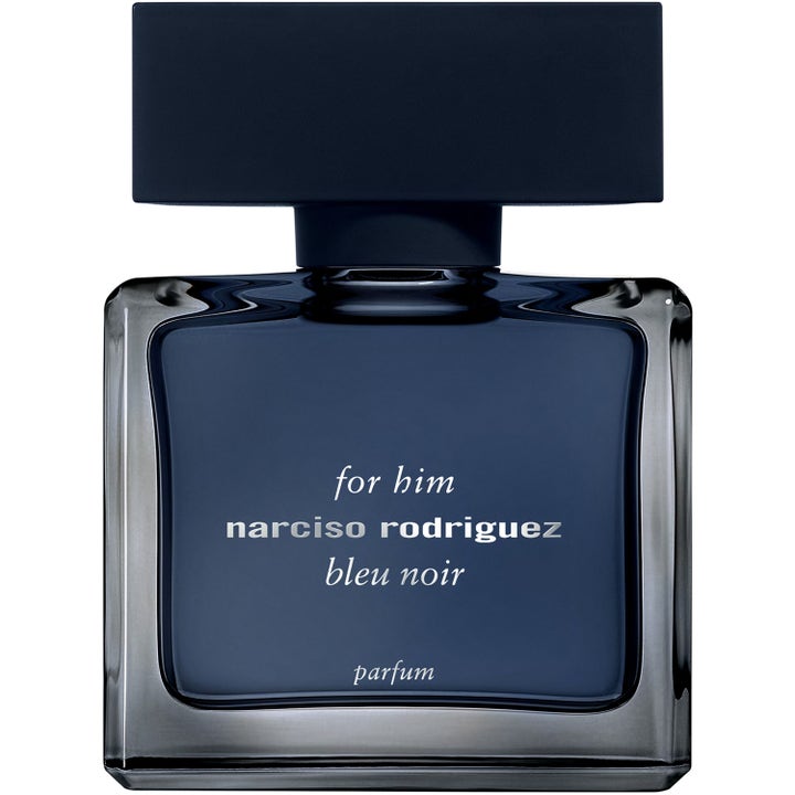 Narciso Rodriguez For Him Bleu Noir Parfum 50 ml herrparfym i mörkblå kvadratisk glasflaska med svart matt lock