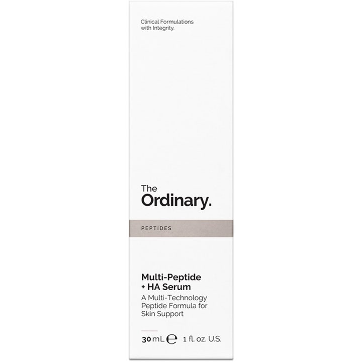 The Ordinary Multi-Peptide + HA Serum 30 ml anti aging peptidserum i vit ytterförpackning med grå rand.