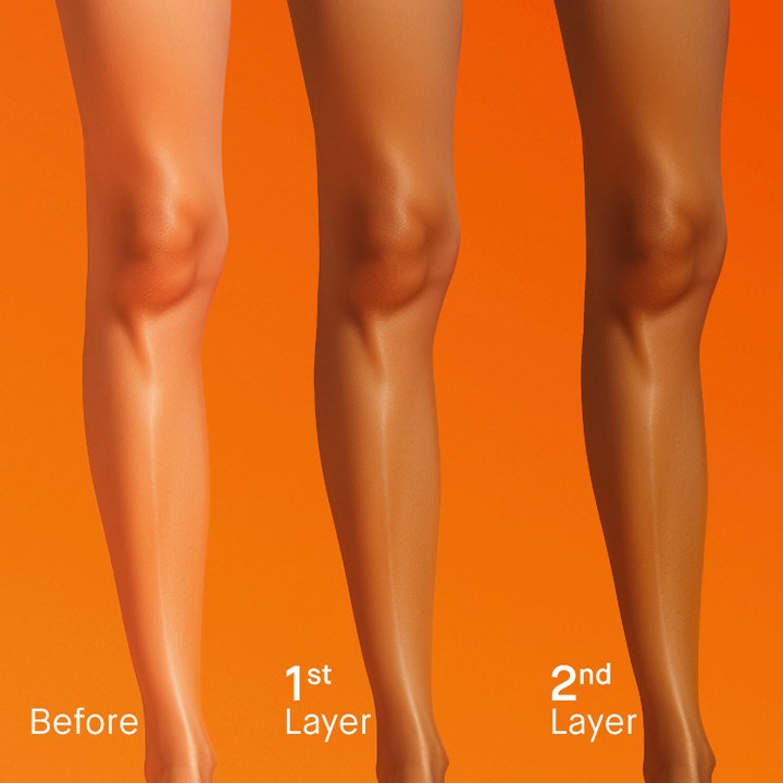 EVY Technology Selftan Face and Body Mousse 150 ml skapar gradvis solbrun färg på ben efter ett och två lager