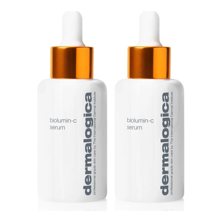 Dermalogica BioLumin-C Serum 2-pack lystergivande ansiktsserum i vita flaskor med orangea detaljer