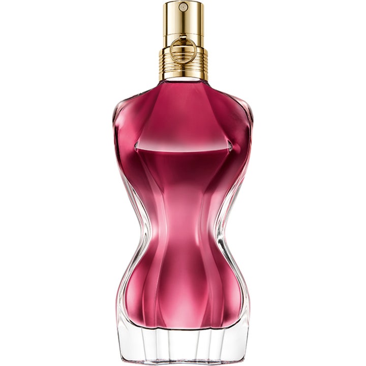 Jean Paul Gaultier La Belle Eau de Parfum 30 ml blommig parfym dam i röd glasflaska formad som en torso med gulddetaljer