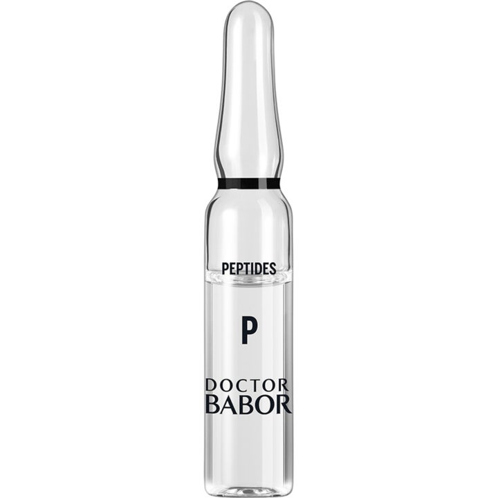 Doctor Babor Peptides 2 ml ger spänst i en genomskinlig glasampull med klar vätska och svart text