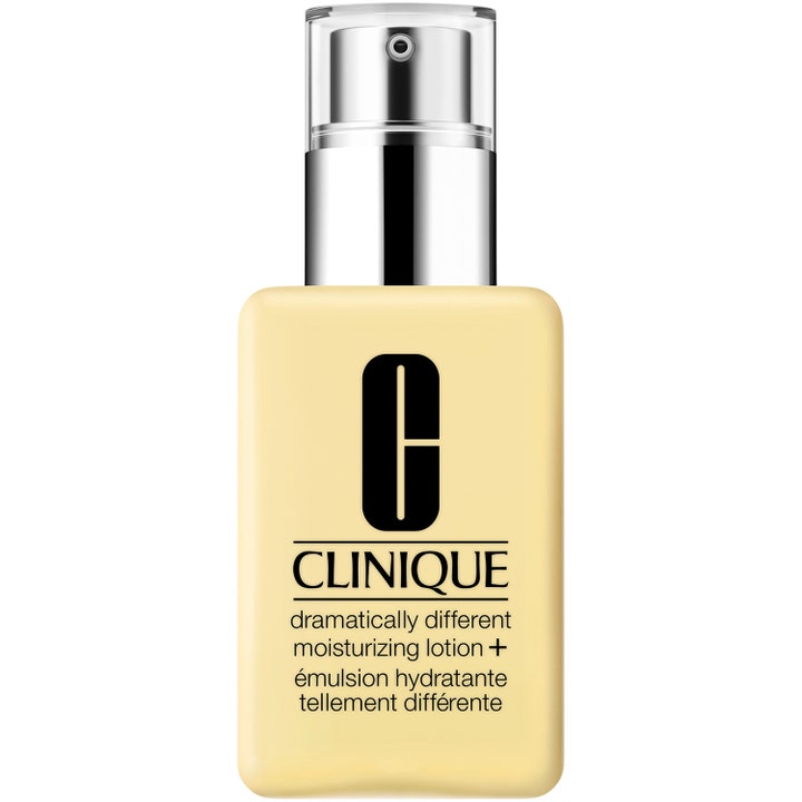 Clinique Dramatically Different Moisturizing Lotion 125 ml ansiktskräm i gul flaska med silverpump.