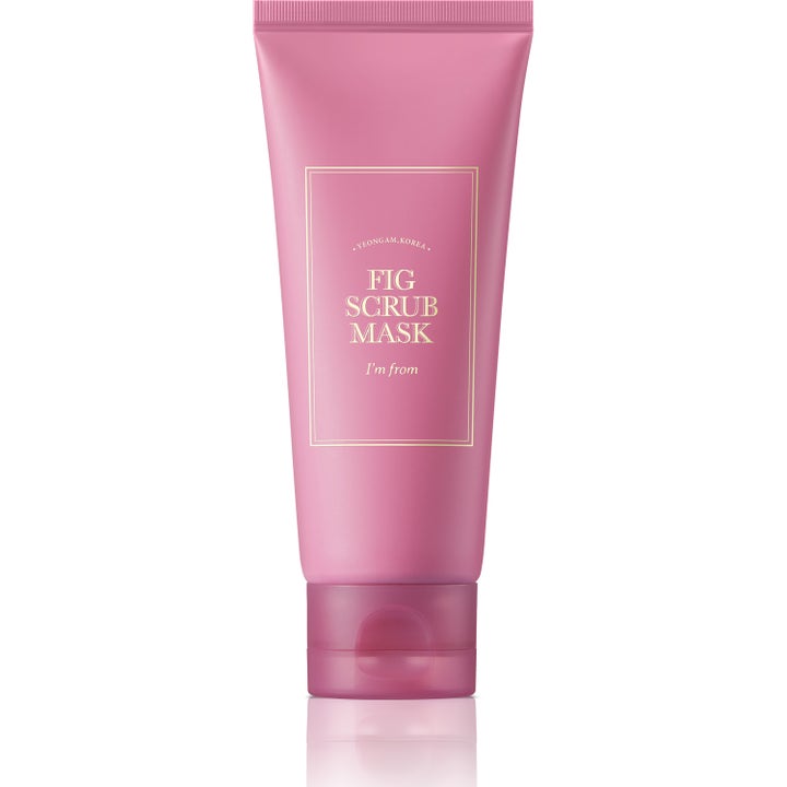 I'm from Fig Scrub Mask 120g exfolierande ansiktsmask i rosa tub med gulddetaljer som ger huden lyster.
