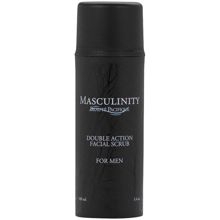 Beauté Pacifique Masculinity Double Action Facial Scrub 100 ml djuprengörande ansiktsskrubb för män i svart matt flaska