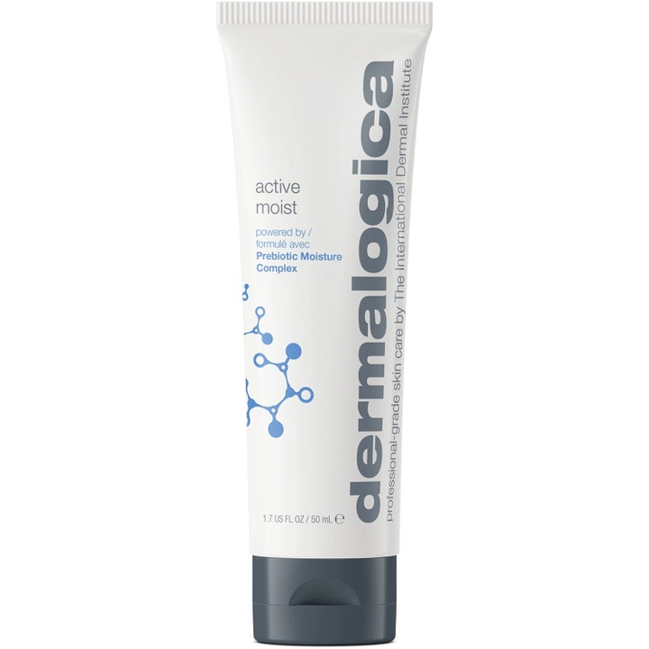 Dermalogica Active Moist 50 ml oljefri återfuktande ansiktskräm med prebiotika i vit plasttub med grått lock