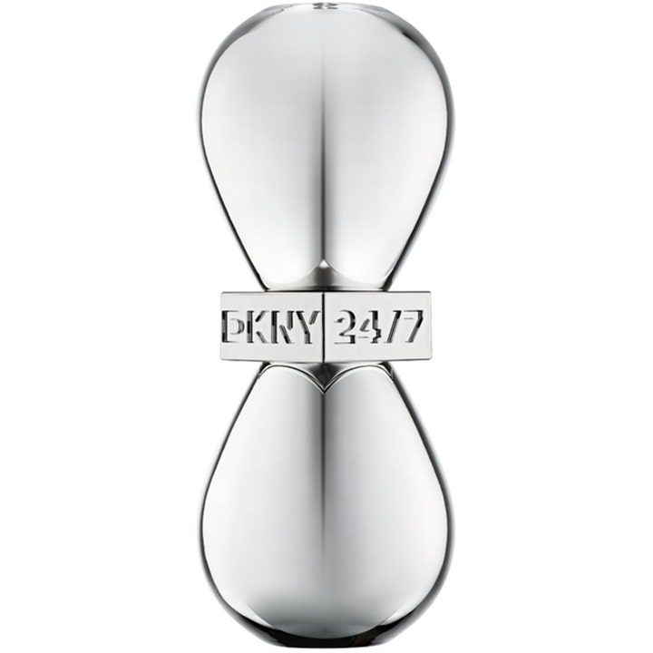 DKNY 24/7 Eau de Parfum 50 ml 24/7 parfym för kvinnor i en silverfärgad timglasformad flaska med metallic finish
