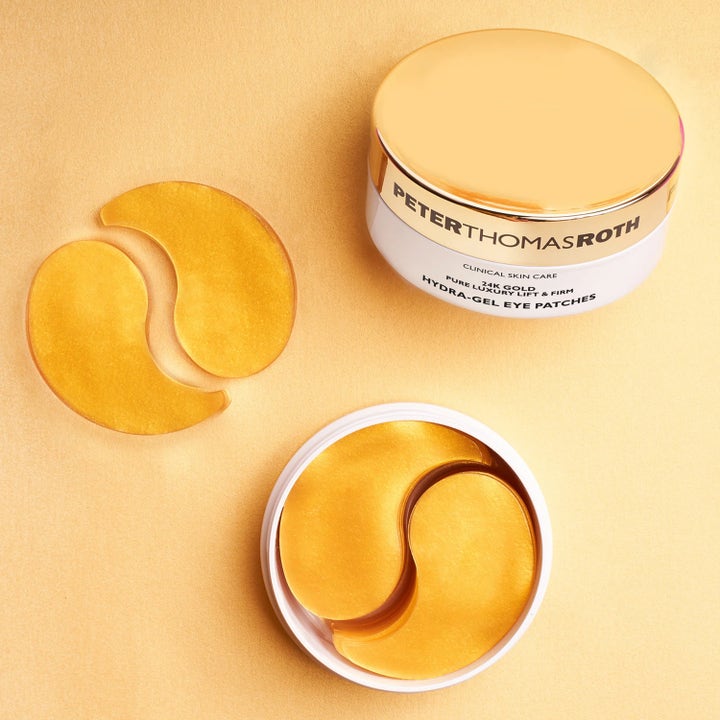 Peter Thomas Roth 24k Gold Hydragel Eye Patches 60 st lyftmask med skimrande guldiga patches i vit burk med guldlock.