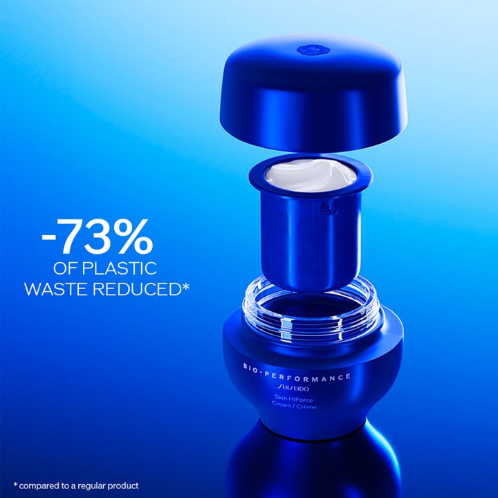 Shiseido BioPerformance Skin HiForce Cream 50 ml anti-age dagkräm i blå glasburk med refillinsats.