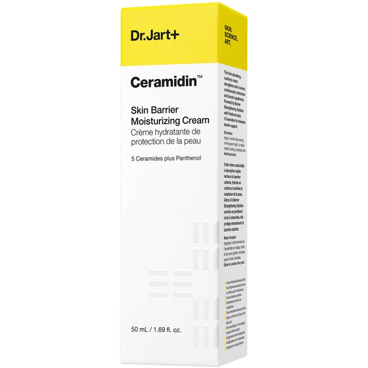 Dr.Jart+ Ceramidin Skin Barrier Moisturizing Cream 50 ml ceramid återfuktande ansiktskräm i vit och gul kartong
