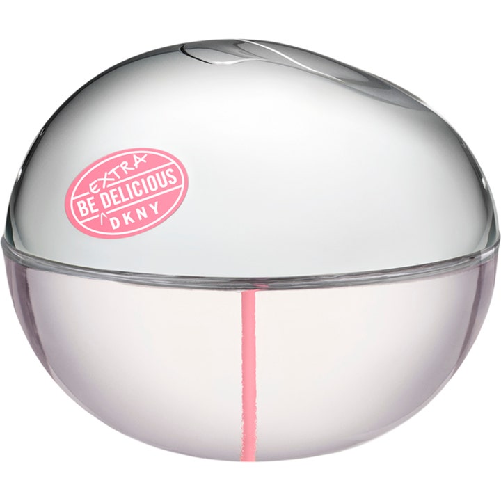 DKNY Be Extra Delicious 50 ml fräsch gourmand parfym dam i rund glasflaska med glansigt silverlock och rosa detaljer