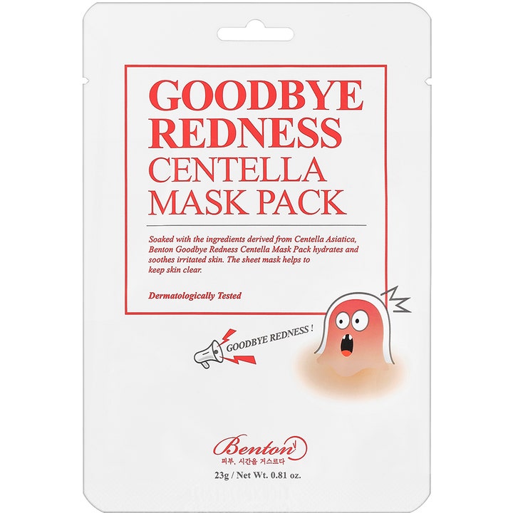 Benton Goodbye Redness Centella Mask Pack 23g lugnande koreansk ansiktsmask i vit engångsförpackning