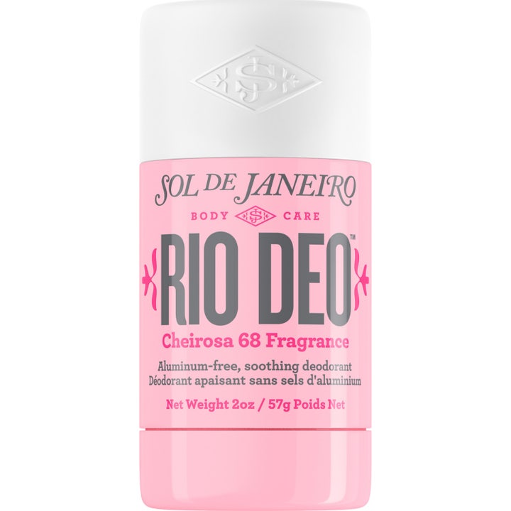 Sol de Janeiro Rio Deo 57g aluminiumfri deodorant dam ger fräschör i en rosa hylsa med vitt lock.