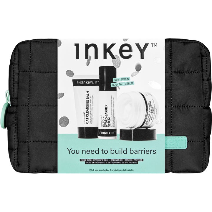 The INKEY List You Need to Build Barriers 130 ml hudvårdsset i svart kviltad necessär som reparerar huden.