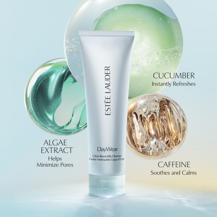 Estée Lauder Daywear Glow Boost Jelly Cleanser 125 ml rengöringsgel i tub med bubblor av algextrakt, gurka och koffein.