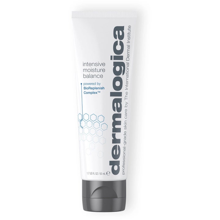 Dermalogica Intensive Moisture Balance 50 ml hudbarriär stärkande ansiktskräm i vit tub med mörkgrått snäpplock.