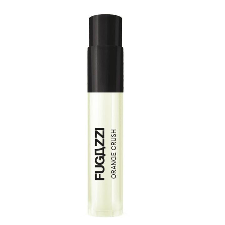 Fugazzi Orange Crush 8 ml travel spray apelsin parfym i smal genomskinlig flaska med svart lock