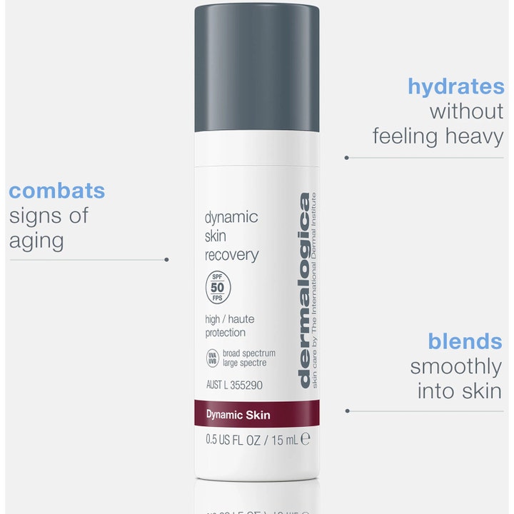 Dermalogica Dynamic Skin Recovery SPF50 15 ml dagkräm i vit tub som motverkar ålderstecken och ger fukt.