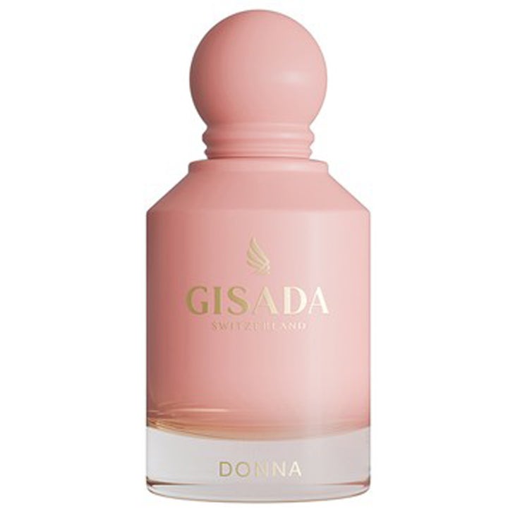 Gisada Donna Eau de Parfum 50 ml blommig damparfym i en matt rosa glasflaska med runt lock och guldtext